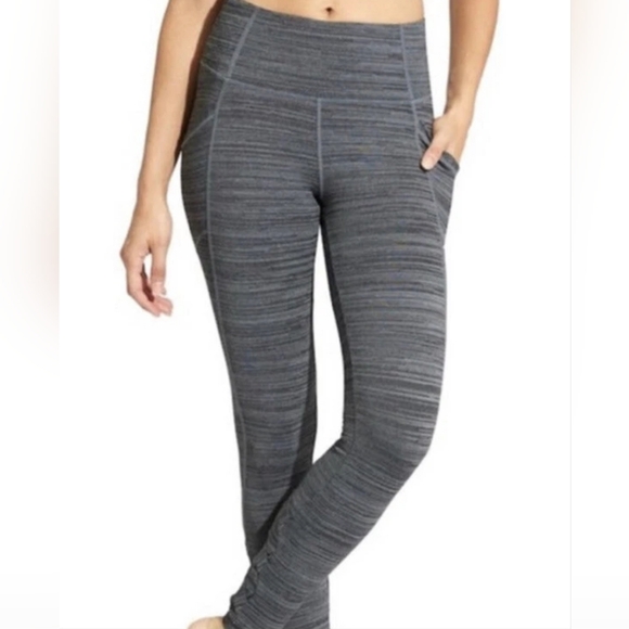 Athleta Cutout Chaturanga Charcoal Heather Leggings With Pockets - Picture 1 of 9